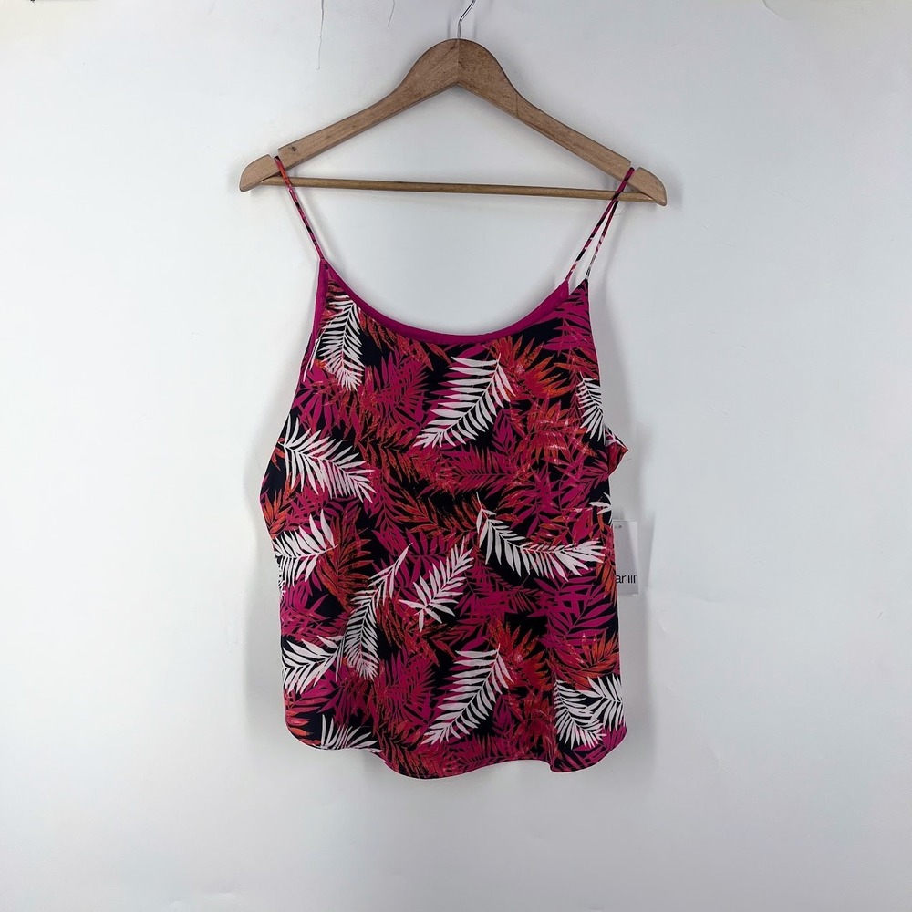 Bar III Womens Sunset Rose Multi Tropical Palm Print Cami Top 10870857-T97 L